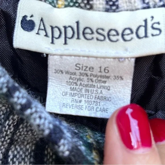 Vintage Appleseed's Plaid Midi Skirt Elastic Waist Made in USA Size 16 - Picture 7 of 9